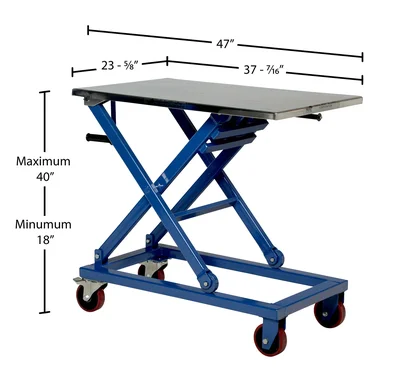 Vestil CART-660-M Steel Mechanical Scissor Cart - dimensional drawing