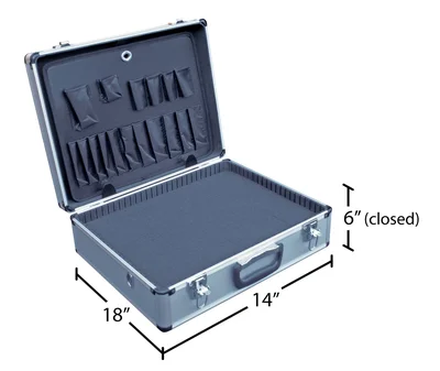 Vestil Aluminum Carrying with Foam Insert Case 18 In. x 14 In. Silver - dimensional drawing
