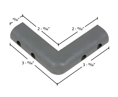 Vestil CB-2 Rubber Corner Guard - dimensional drawing