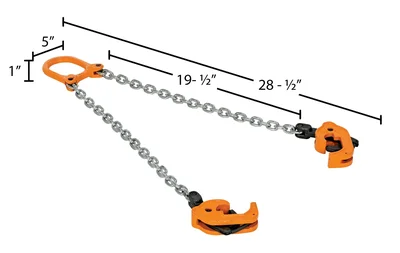 Vestil CDL-2000 Steel Chain Drum Lifter - dimensional drawing