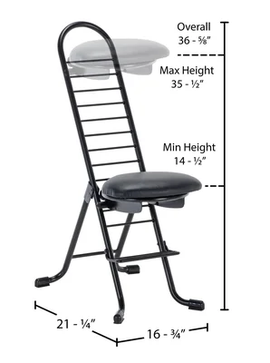 Vestil CPRO-600S Steel Height Ergonomic Worker Chair - dimensional drawing