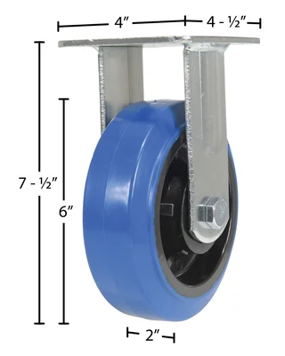 Vestil CST-BB-6X2ER-R Elastic Rubber Rigid Caster - dimensional drawing
