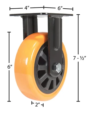 Vestil CST-BN-6X2PUP-R Polyurethane Rigid Caster - dimensional drawing