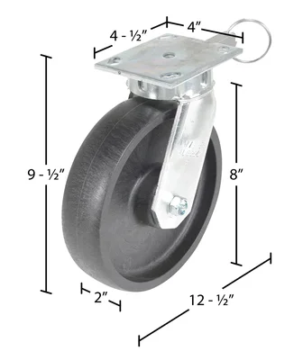 Vestil CST-HHD-8X2GFN-4PSL Heavy Duty Glass Filled Nylon Swivel With 4-Position Lock Caster - dimensional drawing