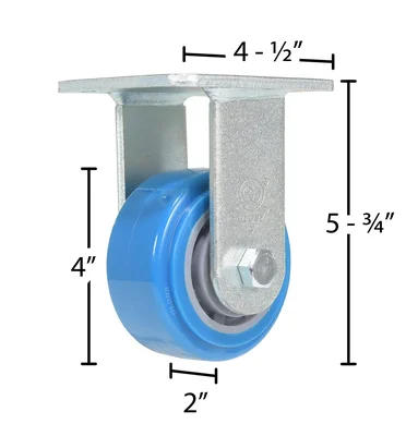 Vestil CST-KB-4X2PUP-R Polyurethane Rigid Caster - dimensional drawing