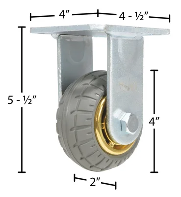 Vestil CST-VE-4X2FF-R Flat-Free Rigid Caster - dimensional drawing
