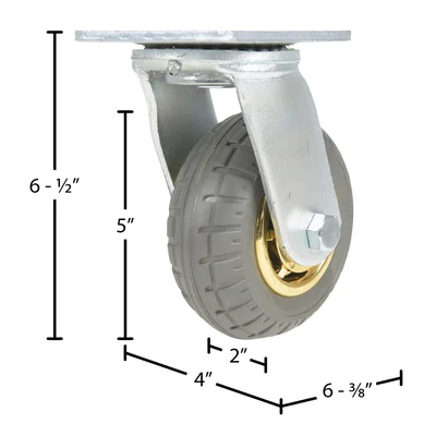 Vestil CST-VE-5X2FF-S Flat-Free Swivel Caster - dimensional drawing