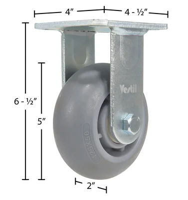 Vestil CST-VE-5X2TPR-R Thermoplastic Rubber Rigid Caster - dimensional drawing