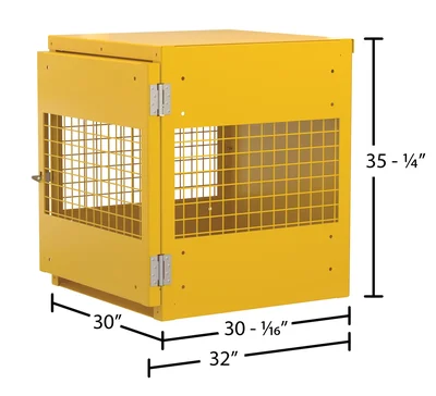 Vestil Steel Vertical Cylinder Cabinet 32 In. x 30 In. x 35-1/4 In. 4 Cylinder Capacity Yellow - dimensional drawing
