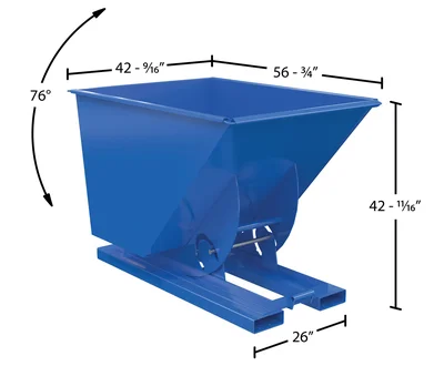 Vestil D-100-MD-NB Steel Medium Duty No Bump and Dump Hopper - dimensional drawing