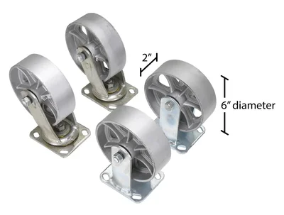 Vestil D-CK4-SC6-2 Semi Steel Caster Kit - dimensional drawing