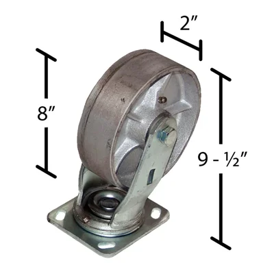 Vestil D-CK4-SC8-2 Semi Steel Caster Kit - dimensional drawing