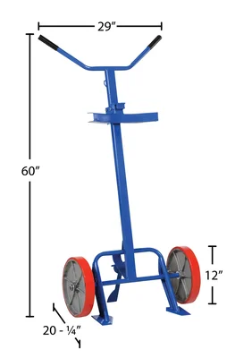 Vestil DBT-1200-P Steel Barrel/Drum Truck with Poly On Steel Wheels - dimensional drawing
