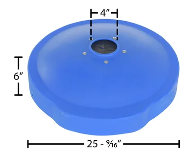 Vestil DC-P-55-CANF-UF-BU Polyethylene Drum Recycling Lid with Flap - dimensional drawing