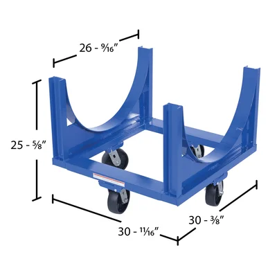 Vestil Steel Heavy Duty Cradle 30-11/16 In. x 30-3/8 In. x 25-5/8 In. 4000 Lb. Capacity Blue - dimensional drawing