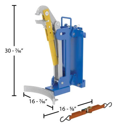 Vestil DLH-CL2-1 Steel Automatic Eagle Beak Drum Lifter - dimensional drawing