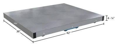 Vestil Aluminum Pallet Dolly with Solid Top Tilt 36 In. x 42 In. 6000 Lb. Capacity Silver - dimensional drawing