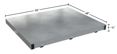 Vestil Aluminum Pallet Dolly with Pallet Top 36 In. x 48 In. 4000 Lb. Capacity Silver - dimensional drawing