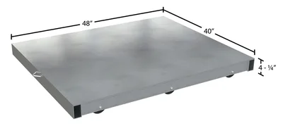 Vestil Aluminum Pallet Dolly with Pallet Top 40 In. x 48 In. 4000 Lb. Capacity Silver - dimensional drawing