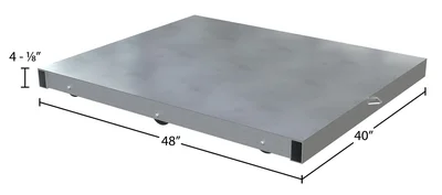Vestil Aluminum Pallet Dolly with Solid Top Tilt 40 In. x 48 In. 4000 Lb. Capacity Silver - dimensional drawing