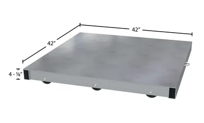 Vestil Aluminum Pallet Dolly with Pallet Top 42 In. x 42 In. 4000 Lb. Capacity Silver - dimensional drawing