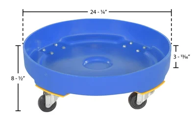 Vestil DRUM-DP-HD-55-BU Polyethylene Heavy Duty Drum Dolly - dimensional drawing