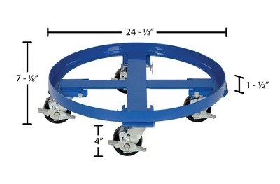 Vestil DRUM-HD Steel Heavy Duty Mobile Drum Dolly - dimensional drawing