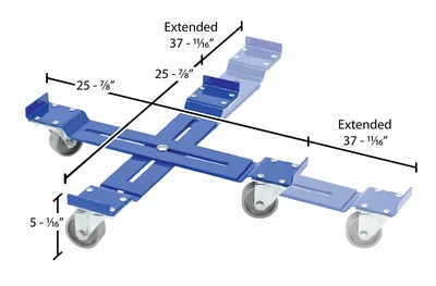 Vestil DRUM-X-C Drum Dolly-Adjustable with Cast Steel Wheels - dimensional drawing