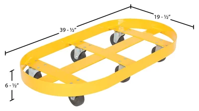 Vestil DRUM-X2-30-GFN Double Drum Dolly with Glass Filled Nylon Casters - dimensional drawing