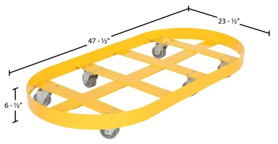 Vestil DRUM-X2-55-CI Double Drum Dolly with Cast Iron Casters - dimensional drawing