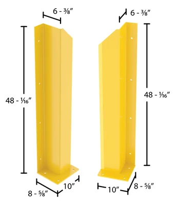 Vestil DSP-WF-48-BRL-YL Steel Overhead Door Track Protectors - dimensional drawing