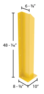Vestil DSP-WF-48-LH-YL Steel Overhead Door Track Protector - dimensional drawing