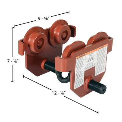 Vestil E-MT-2 Steel Push Eye Manual Trolley - dimensional drawing