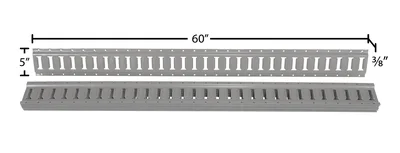 Vestil E-TRK-5-GY-10PK Steel Zinc Plated E-Track - dimensional drawing