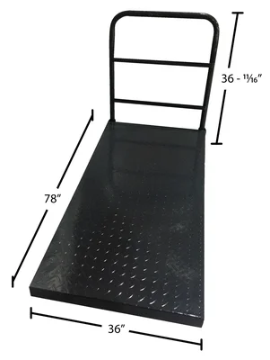 Vestil Steel Tread Plate Platform Truck 36 In. x 72 In. 2000 Lb. Capacity Black - dimensional drawing
