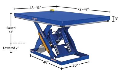 Vestil EHLT-4872-4-43-QS ELECTRIC HYDRAULIC LIFT TABLE 4K 48X72 - dimensional drawing