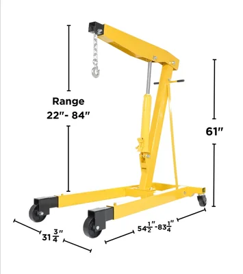 Vestil EHN-60-T Shop Crane Engine Hoist with Telescopic Legs - dimensional drawing