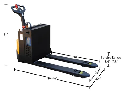 Vestil EPT-2048-45-RP-AGM Steel Electric Pallet Jack - dimensional drawing