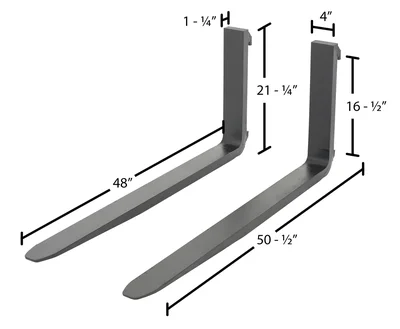 Vestil F4-1.25-48-CPL Forged Steel Forks with Carriage - dimensional drawing
