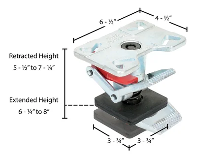 Vestil FL-ADJ-46 Steel Adjustable Floor Lock - dimensional drawing
