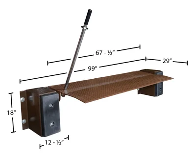 Vestil Steel Mechanical Edge-O-Dock Leveler 72 In. Ramp Width 25,000 Lb. Capacity Brown - dimensional drawing