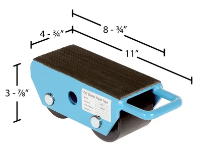 Vestil FMS-2.5 Steel Fixed Machinery Skates - dimensional drawing