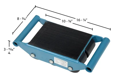 Vestil FMS-6 Steel Fixed Machinery Skates - dimensional drawing
