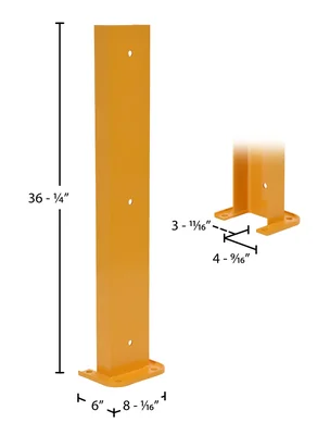 Vestil G6-36 Steel Structural Rack Guard - dimensional drawing
