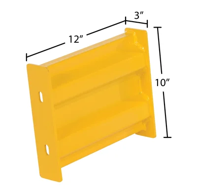 Vestil GR-F2R-BO-1-YL Steel 2 Ribbed Bolt On Style Guard Rail - dimensional drawing