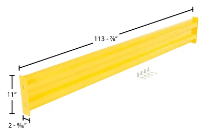Vestil GR-F2R-BO-10-YL Steel 2 Ribbed Bolt On Style Guard Rail - dimensional drawing