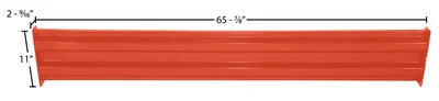 Vestil Steel 2 Ribbed Bolt On Style Guard Rail 66 In. Length Orange - dimensional drawing