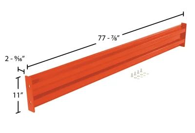 Vestil Steel 2 Ribbed Bolt On Style Guard Rail 78 In. Length Orange - dimensional drawing