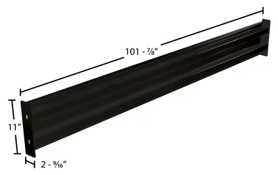 Vestil Steel 2 Ribbed Bolt On Style Guard Rail 102 In. Length Black - dimensional drawing