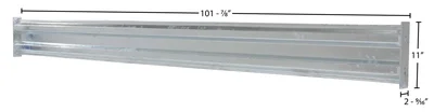 Vestil Galvanized Steel 2 Ribbed Bolt On Style Guard Rail 102 In. Length Gray - dimensional drawing